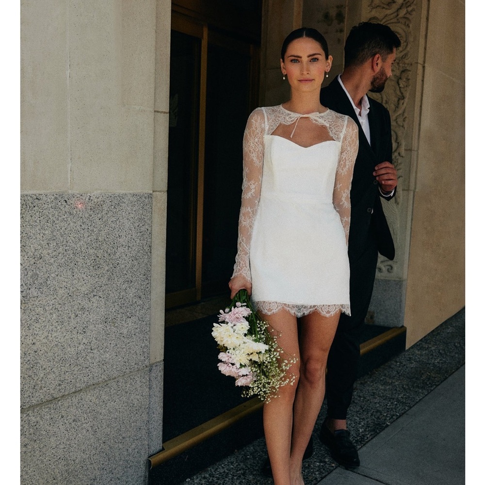 Park & Fifth White Lace Mini Barlow Dress